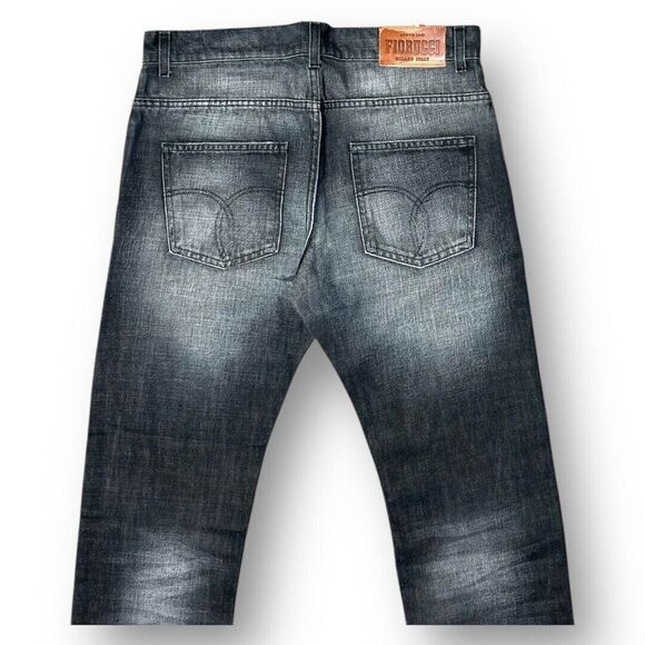 NWT Fiorucci Ittierre 32x35 Black Faded Italian Denim Jeans Straight Leg Rare - Picture 7 of 11